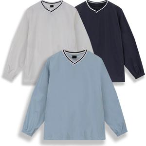 오버핏 피스테 우븐 긴팔 브이넥 맨투맨 바람막이 티셔츠 트레이닝 골프