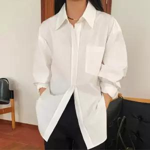 ONM 루즈핏 오버핏 여성 셔츠 화이트 롱셔츠