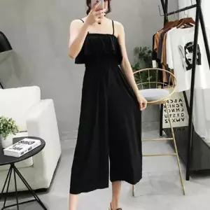 ONM 여성 점프수트 끈나시 레이스 바캉스룩 여행 7부 바지