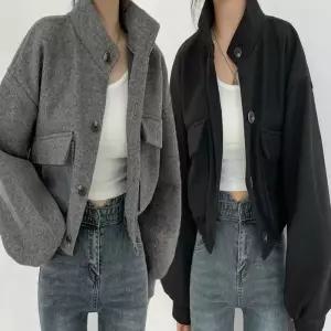 ONM 아우터 코트 가오리 하프넥 겨울 숏 여자 크롭 자켓