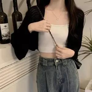 ONM 여자 여름 얇은 소재 펀칭 볼레로