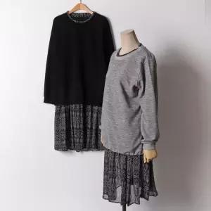 빅사이즈 502 골지니트쉬폰롱원피스 DMNB965