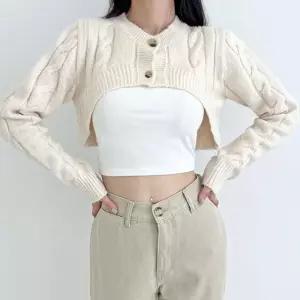 ONM 20대 여성 가디건 볼레로 니트 크롭 긴팔 꽈배기패턴
