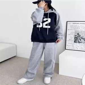 ONM 여성 겨울 기모안감 배색 82 후드티 와이드팬츠 세트