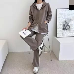 ONM 여자 빅사이즈 오버핏 후드 집업 트랙 팬츠 세트