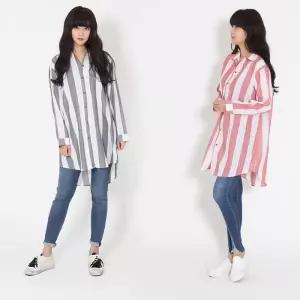 ONM 페니다 굵은줄 롱 마남방 SD200406 여성블라우스 블라