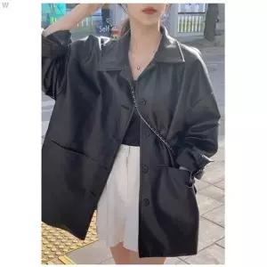 ONM 오버핏 캐주얼 하프 레더 롱 자켓 DHH-E12