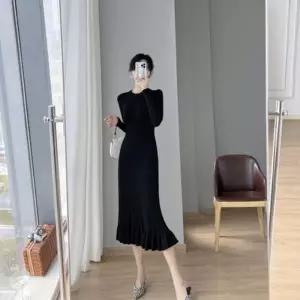 ONM 하객룩 데이트룩 파티룩 니트 골지 레이스 롱원피스