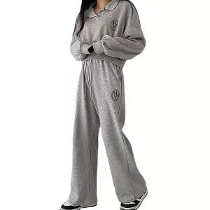 ONM 여자 크롭 츄리닝 세트 캐주얼 카라 와이드 트레이닝