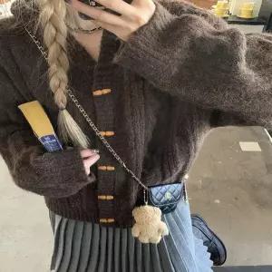 ONM 후드 2컬러 떡뽁이 단추 가디건 꽈배기