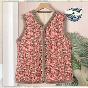 ONM 귀여운 플라워 패턴 누빔 조끼 따뜻한 데일리