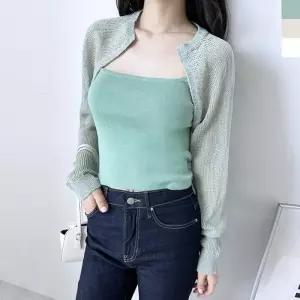 ONM 2LCBB 1083 여자썸머니트긴팔볼레로가디건 크롭 여성