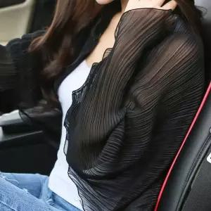 ONM 봄 여름 볼레로 시스루 플리츠 가디건