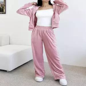 ONM 여성 벨로아 트레이닝 벨벳크롭 집업 와이드세트