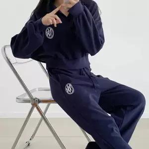 ONM 여성 트레이닝 세트 카라넥 크롭 티셔츠 와이드팬츠