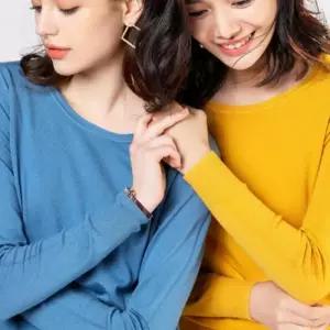 ONM 스웨터 여성니트 카라넥 대학생 라운드니트 봄 티 롱