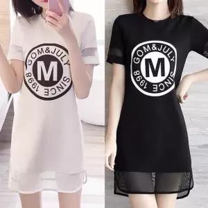 ONM 소매 밑단 데일리 원피스 망사