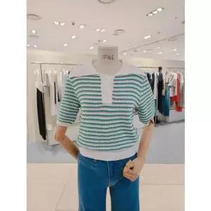 [NS홈쇼핑][이프네]카라 배색 단가라 반팔 니트(DP4WKT20)[35212030]