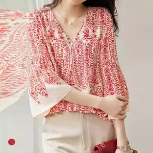 KARRA 발리브이넥플레어블라우스_A5M0701