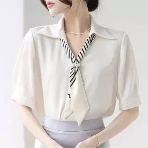 진주스카프넥고리 셔츠 블라우스 AE6D7E