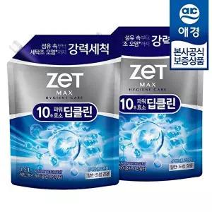 [애경]리큐 제트 맥스 하이클린 샤인워터 쿨코튼 세탁세제 리필 1.5L x2개