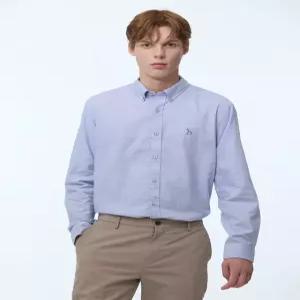 헤지스 남성 24FW [반값세일][스테디셀러] 블루 버튼다운 면 긴팔캐주얼셔츠 WHSH4D500B2