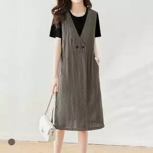 화세 (77까지)스타일버튼레이어드반팔원피스_HB5MOP046C