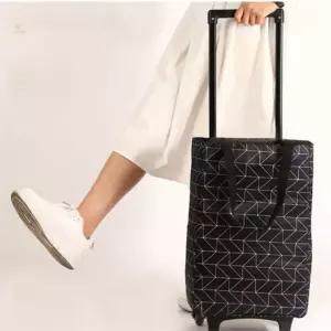 보온보냉 접이식 쇼핑카트 블랙패턴 시장카트