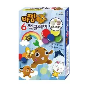 바핑클레이 10g 6색 용기형 세트 컬러클레이 초등 유아 놀이 점토 공예