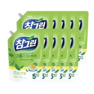 [참그린]레몬녹차 기름기뽀드득 1.2L 리필 x 10개