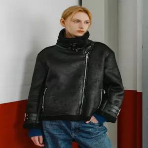 [나인식스뉴욕]시어링 양털 소매 스트랩 무스탕 자켓 (NP4JK021L0)