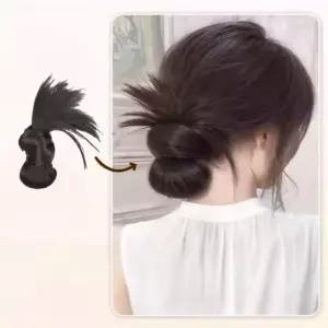 여성 똥머리 로우번 집게핀 자연스러운 부분가발 볼륨