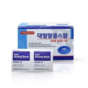 대일제약 알콜 스왑 100매 알콜솜 티슈 소독솜 살균/소독용/에탄올/소독약/일회용/알코올/1회용/소독솜