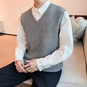 [하프클럽/]남자 패션 니트 조끼 셔츠 레이어드 남친룩 스타일링