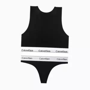 [Calvin Klein]UNDERWEAR CK 여성 모던 코튼 AF 하이넥 탑 브라렛티팬티 세트 QF7626F3786 BLACK 698286