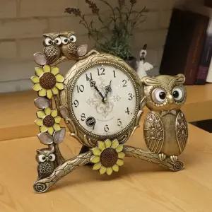 데일리데코 제또 엔틱 부엉이 무소음 탁상시계