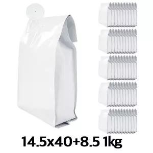 이지포장 유광 화이트 M자형 커피 원두 봉투 1kg (50매) 소분·포장용
