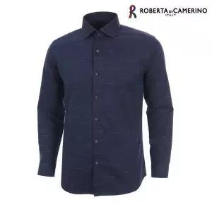 올젠 OLZEN RM44519_스판 프린트 슬림핏 네이비 셔츠 408437