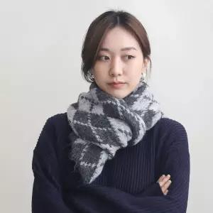 [이경희] 빅 체크 머플러 아가일 커플 목도리 겨울