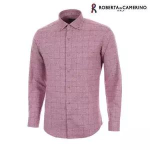 올젠 OLZEN RM42518_스판 기모 체크 슬림핏 레드 긴소매 408459