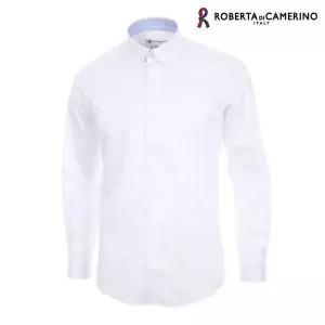 올젠 OLZEN RP13511_화이트 솔리드 스넵카라 슬림핏 긴소매 408526