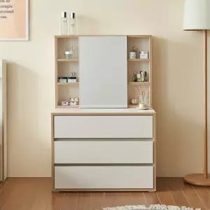 [우아미가구]모나 수납거울 3단 서랍장 800 화장대 세트
