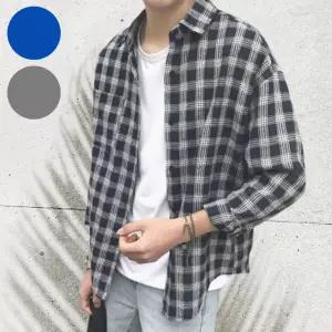 데일리 남친룩 루즈핏 남방 가을 남자 체크 셔츠 4사이즈 2컬러