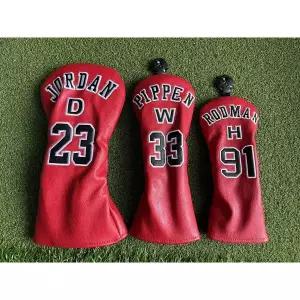 [관부가세포함] 시카고 불스 조던 피펜 로드먼 헤드커버 세트 (드라이버 포워드 하이브리드 3종) (레드)