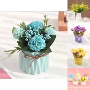 플로맨틱 수국 조화 화분(블루)/인조/화분/생화같은/인테리어/장미/가짜꽃/미니/조화꽃/장식용/화초/거실