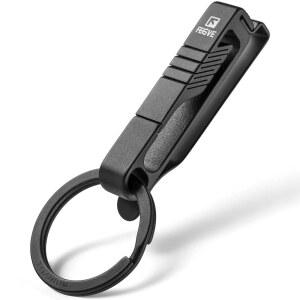 열쇠용 열쇠고리가 있는 FEGVE 듀티 벨트 키 홀더 티타늄 카라비너 열쇠고리 클립, 남성 아빠를 위한 선물 (블랙 - BK1)