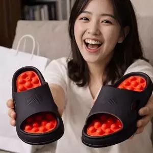 발 지압 슬리퍼 푹신 발가락 발 지압 슬리퍼 뒤꿈치 돌기 사무실 소프트 실내용 미끄럼 베란다 쿠션 거실