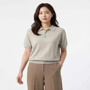 SPAO 코튼블렌드 칼라넥 반팔니트_SPKWG25M01
