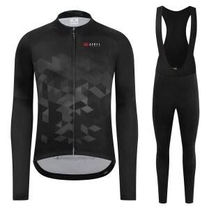 GCRFL 겨울 사이클링 저지 세트 남성용 보온 플리스 자전거 빕 팬츠 긴팔 의류