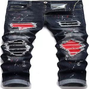 AITIA 남성용 찢어진 레귤러 핏 스트레치 청바지